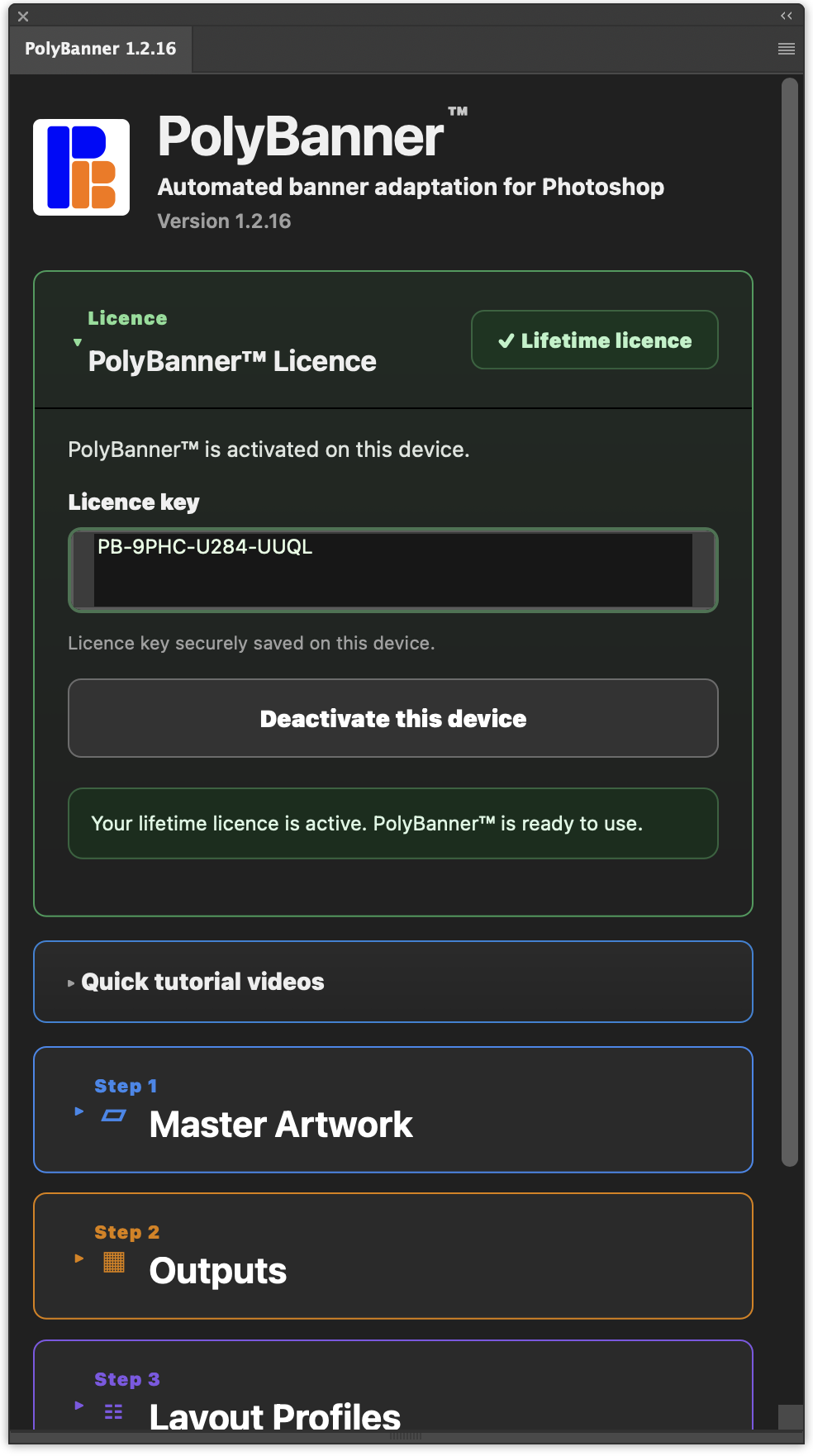 PolyBanner™ Photoshop plugin interface